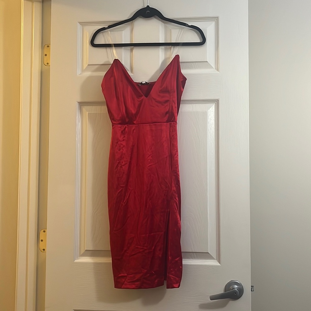 Red slit dress!